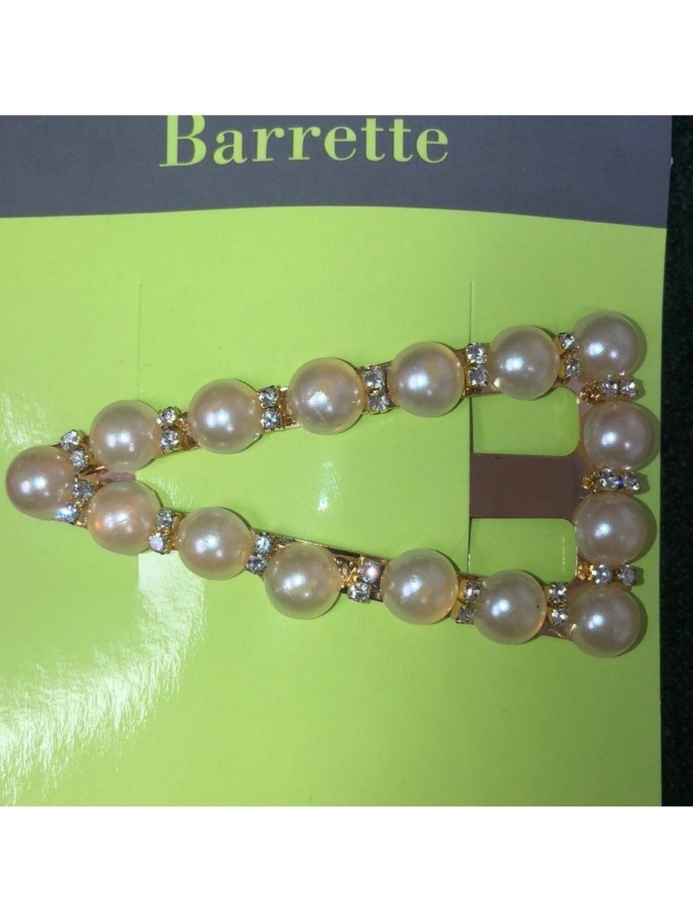 NWT Gold Tone White Pearls and Stones Triangular Hair Clip
